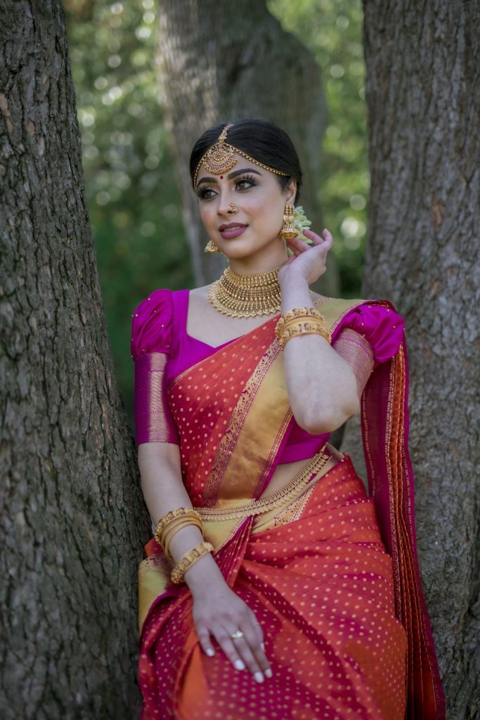 Pastel Flora Hand-Painted Organza Silk Saree